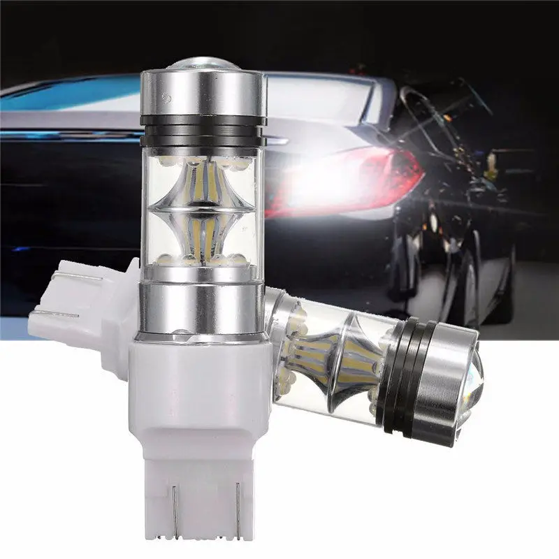 

2Pcs Car Led Brake Lights 7443 20SMD T20 7440 6500K 100W White Backup Reverse LED Light Bulb Lamp Set 65*18mm