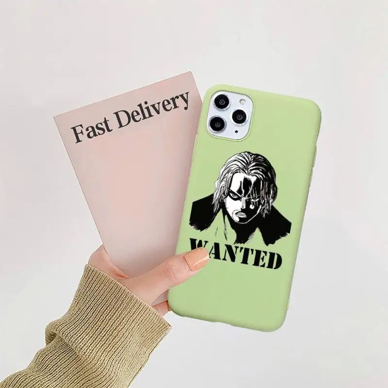 

One Piece Luffy Japanese Manga Phone Case Candy Color Green for iPhone 11 12 pro XS MAX 8 7 6 6S Plus X SE 2020 XR