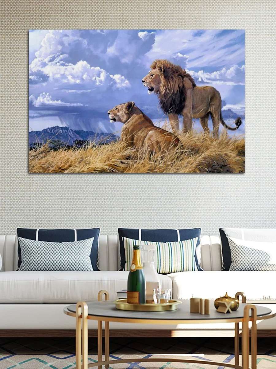 Животные картина с кошками Искусство Пейзаж Природа дикая природа Африка Хищник