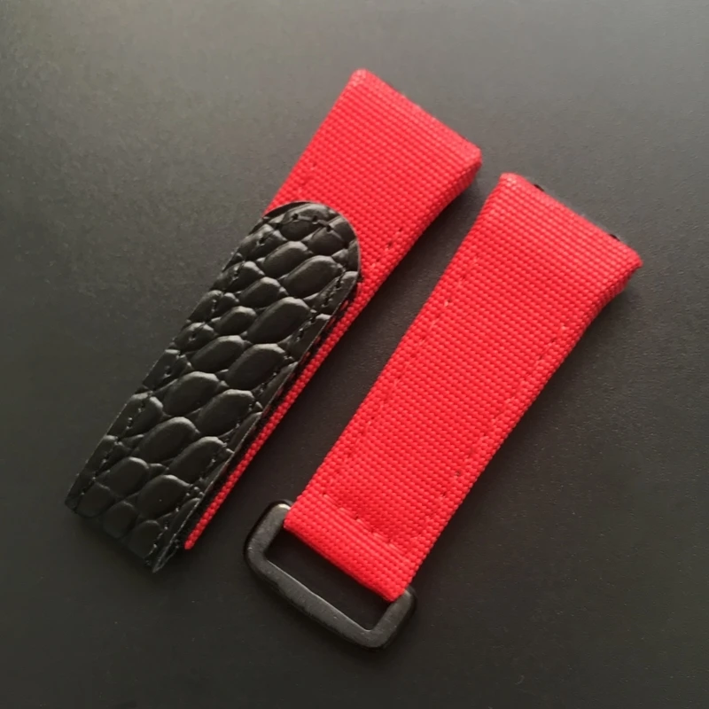 25mm Black Blue Gray Red Nylon Canvas With Crocodile Leather Watchband For Richard Mille RM50 RM53 Watch Strap band Bracelet