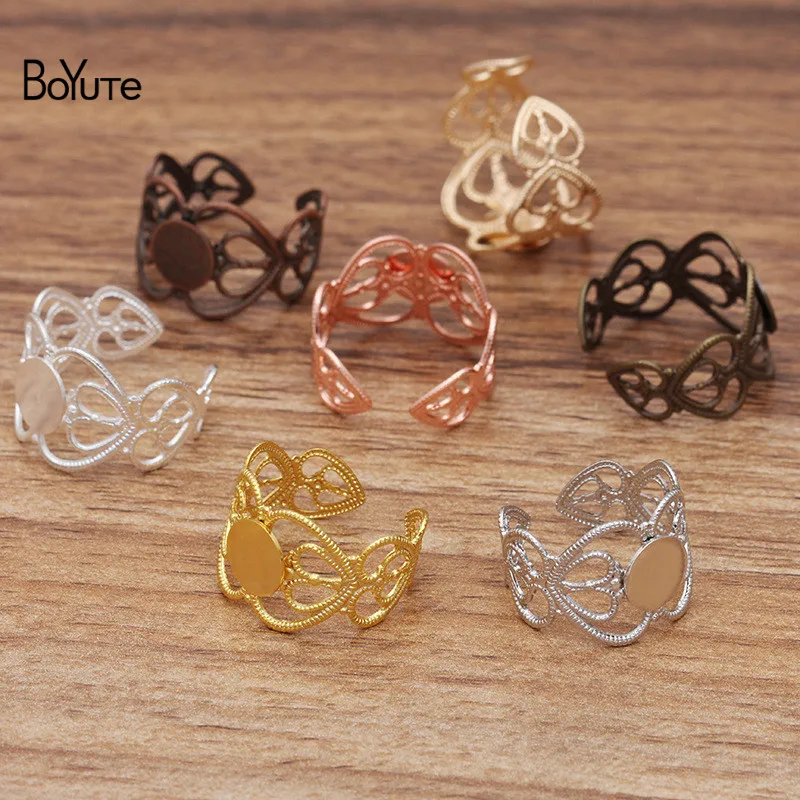 BoYuTe (20 шт./лот) металлическое Латунное Филигранное кольцо в форме сердца с плоской
