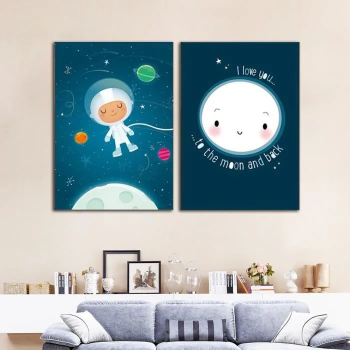 

Canvas Painting Wall Art Animation Space Astronaut Nursery Posters and Prints Room Decor Picture for Living Room Home Decoration
