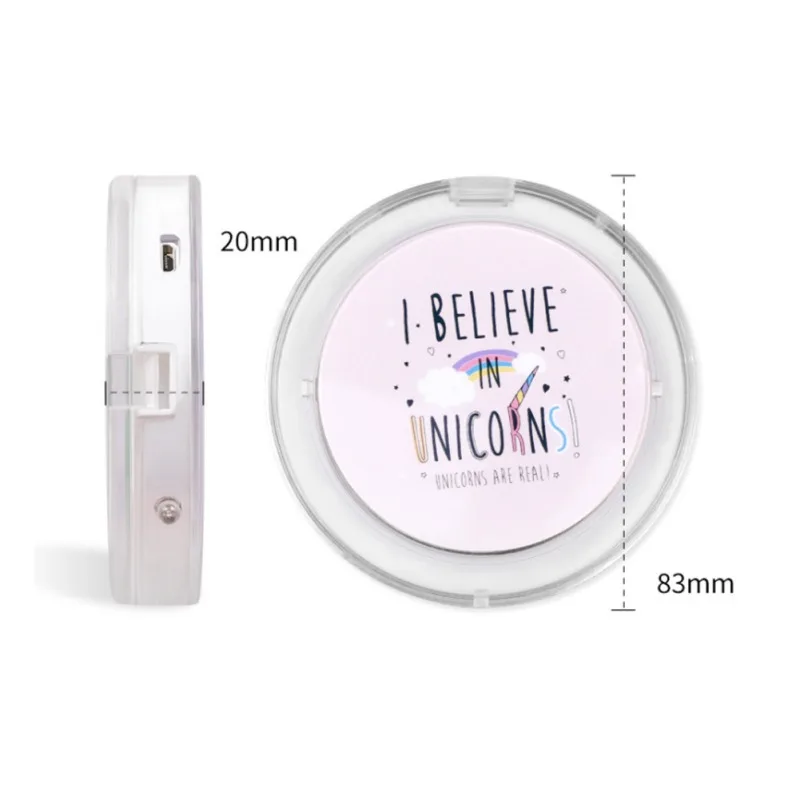 LED Mini Round Mirror Compact For Makeup Pocket Face Cosmetic Lip Portable Travel Lighting Folding | Красота и здоровье