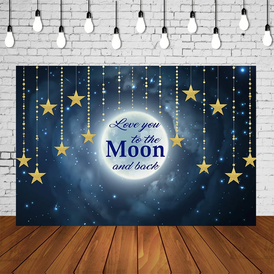 

Love You To The Moon And Back Birthday Photography Backdrop Newborn Portrait Photocall Photophone Photo Studio Background SM836