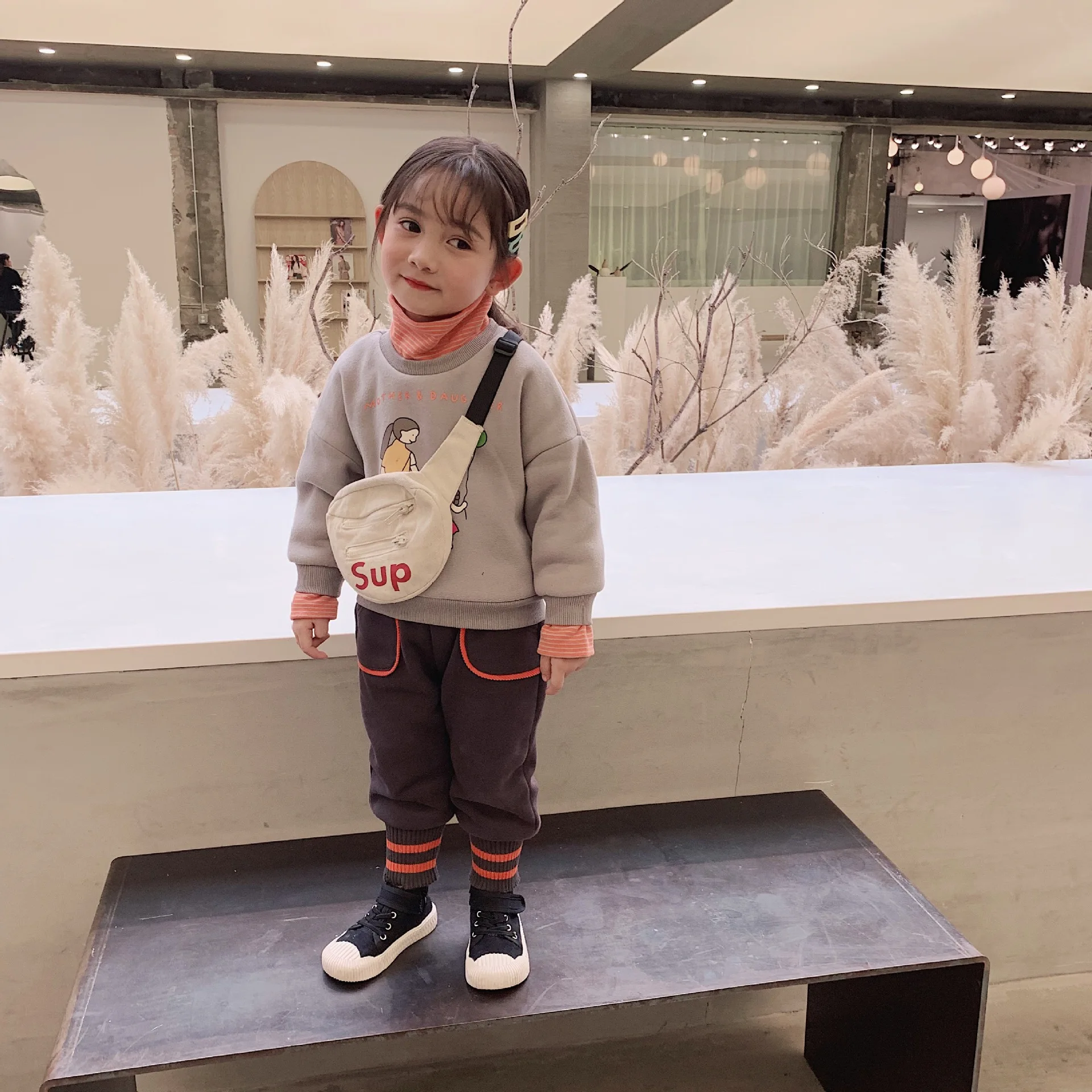 Хлопковая толстовка с капюшоном в полоску надписью Корейском стиле | Мать и