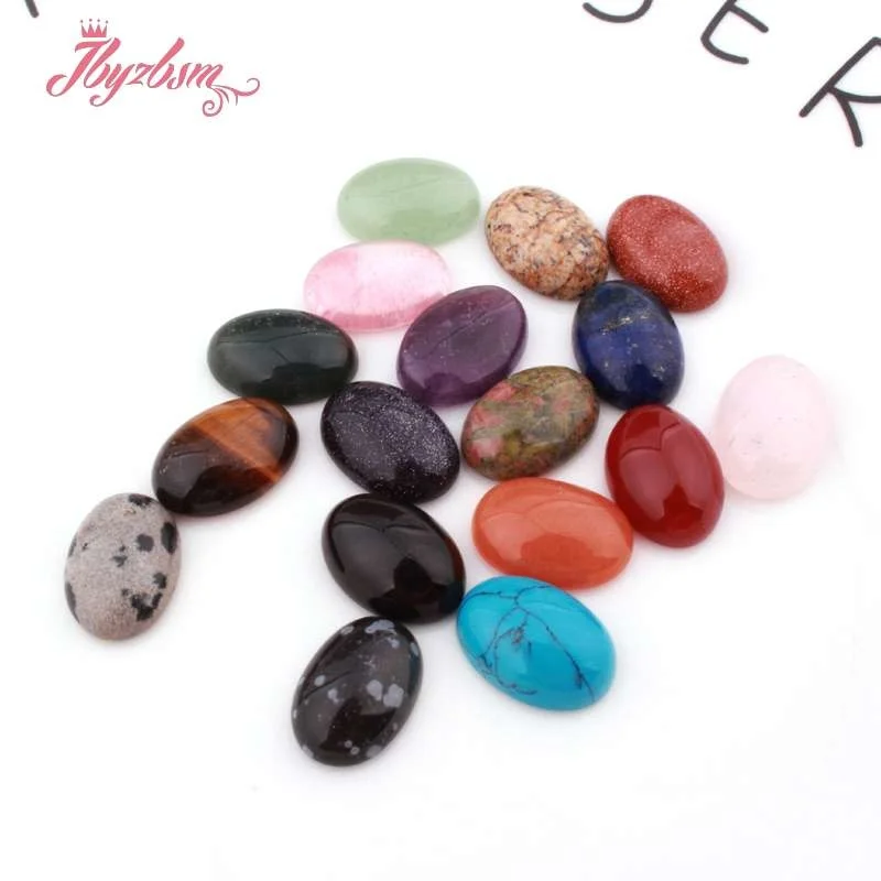 10x14mm Oval Beads CAB Cabochon Flatback Dome Undrilled Natural Stone For DIY Pandandt Earring Jewelry Making Craft 5pcs | Украшения и