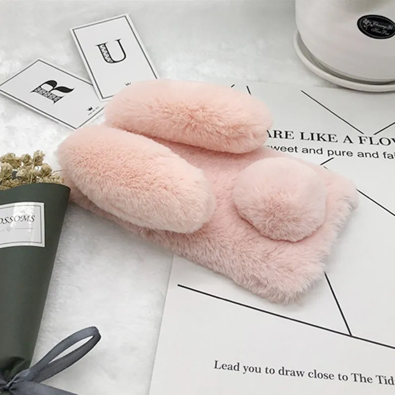 Милый пушистый чехол для телефона из кроличьего меха Huawei Mate 20 Lite P20 Pro P30 плюшевый в