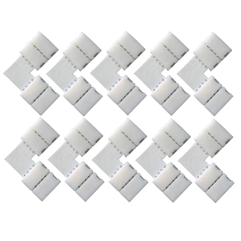 

K3NB 10Pcs 10mm 4 Pin L Shape LED- Strip Corner Connectors 90 Degree for 10mm 5050 RGB-Strip Lights 90Â° Angle Conncet