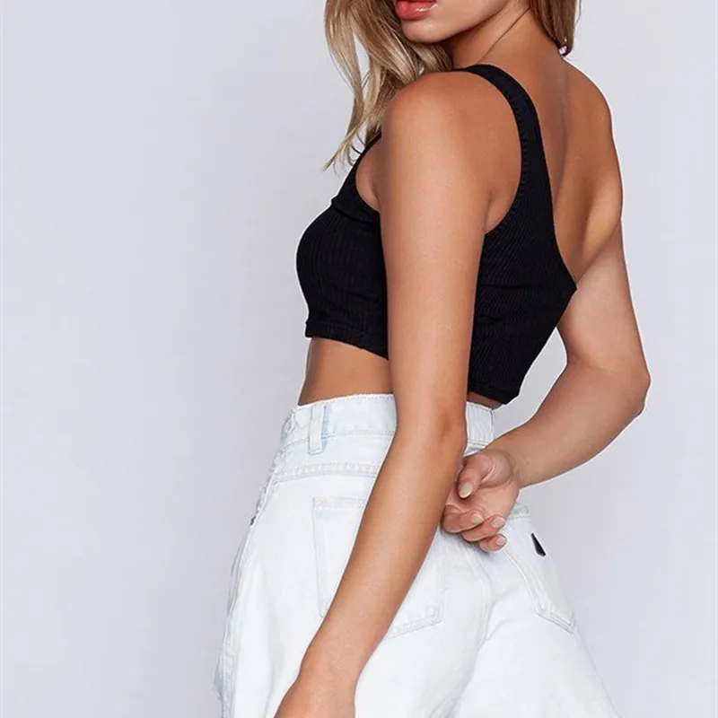 Женский укороченный топ на одно плечо без рукавов | Женская одежда