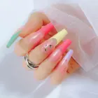 Красочные французские накладные ногти Стразы дизайн накладные ногти гроб балерины накладные ногти с полным покрытием накладные ногти