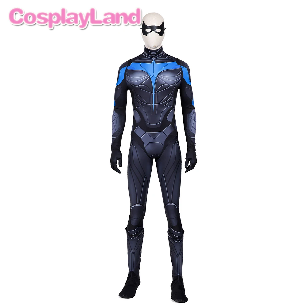 Titans костюм Nightwing наряд 3D комбинезон с принтом Диком Грейсоном эластичный боди
