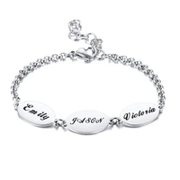 personalized oval family name custom bracelet silver color stainless steel charm jewelry christmas gift for women mom wife