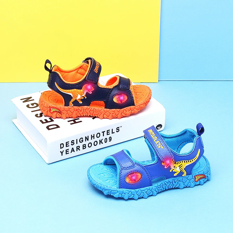 Сандалии Детские из искусственной кожи с подсветкой Нескользящие летние