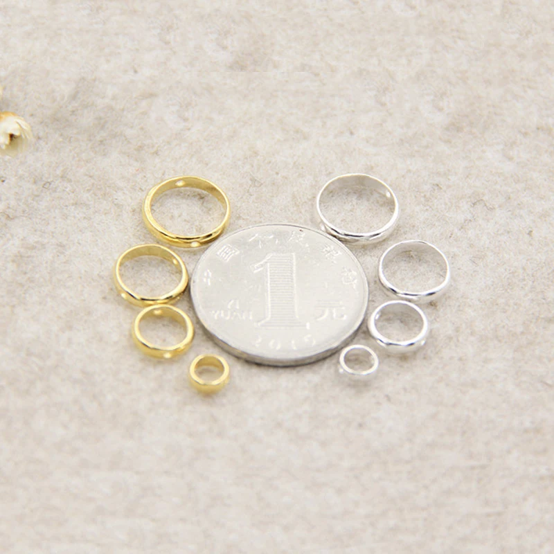 2021 New S925 Sterling Silver Jewelry DIY Beaded Bracelet Necklace Accessories Round Hollow Covered Circle Beaded Jewelry