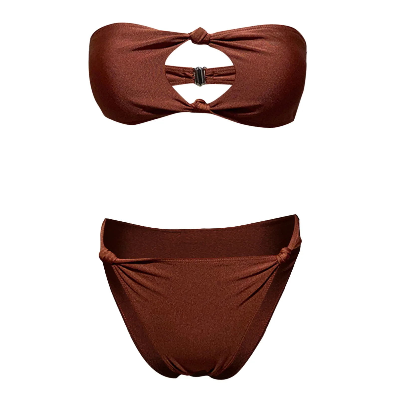 

top selling product Women Bikini New Solid Color Tube Top Knotted Swimsuit Split Swimsuit Support Wholesale Dropshipping