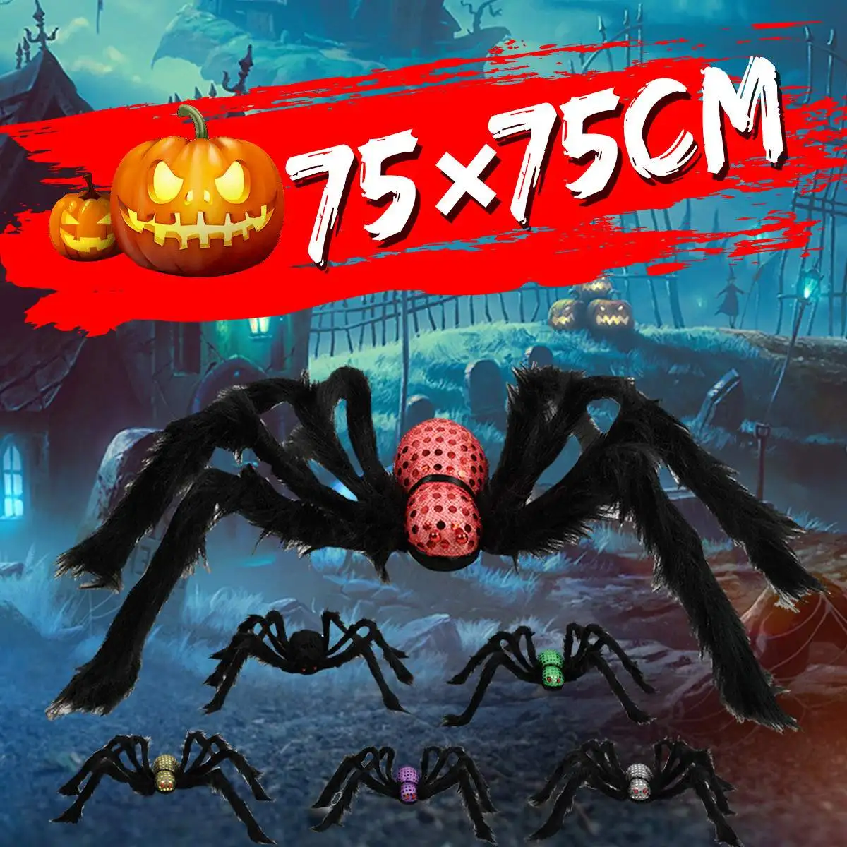 

1pcs Halloween Scary Spider Toy Plush Spider Halloween Decorations Haunted House Props Indoor Outdoor Courtyard Decoration