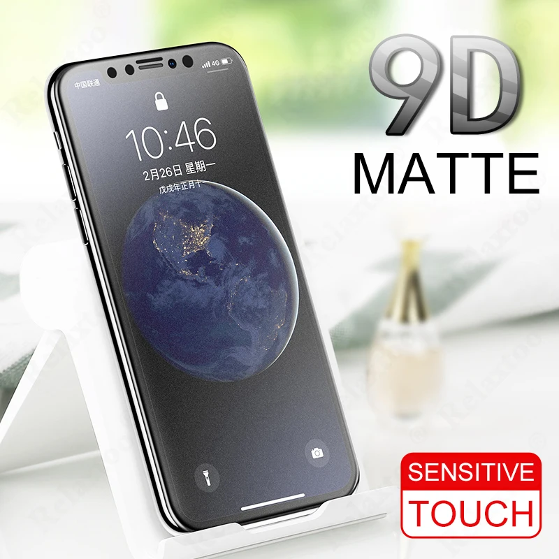 Закаленное матовое стекло 9D для iPhone 11 Pro Max защита экрана с полным покрытием 7 8 6 6s