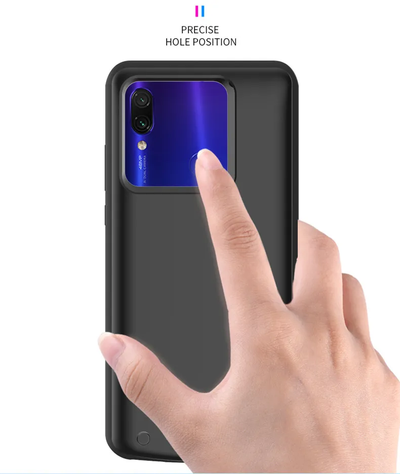 5000mAh Battery Charger Case For Xiaomi Redmi Note 8T Slim Silicone frame shockproof Backup Power Pack Charger case