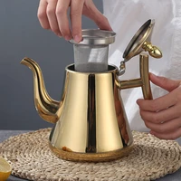 1l1 5l gold teapot with infuser stainless steel water kettle tea pot polish fashion durable coffee cold water pot home tea tool