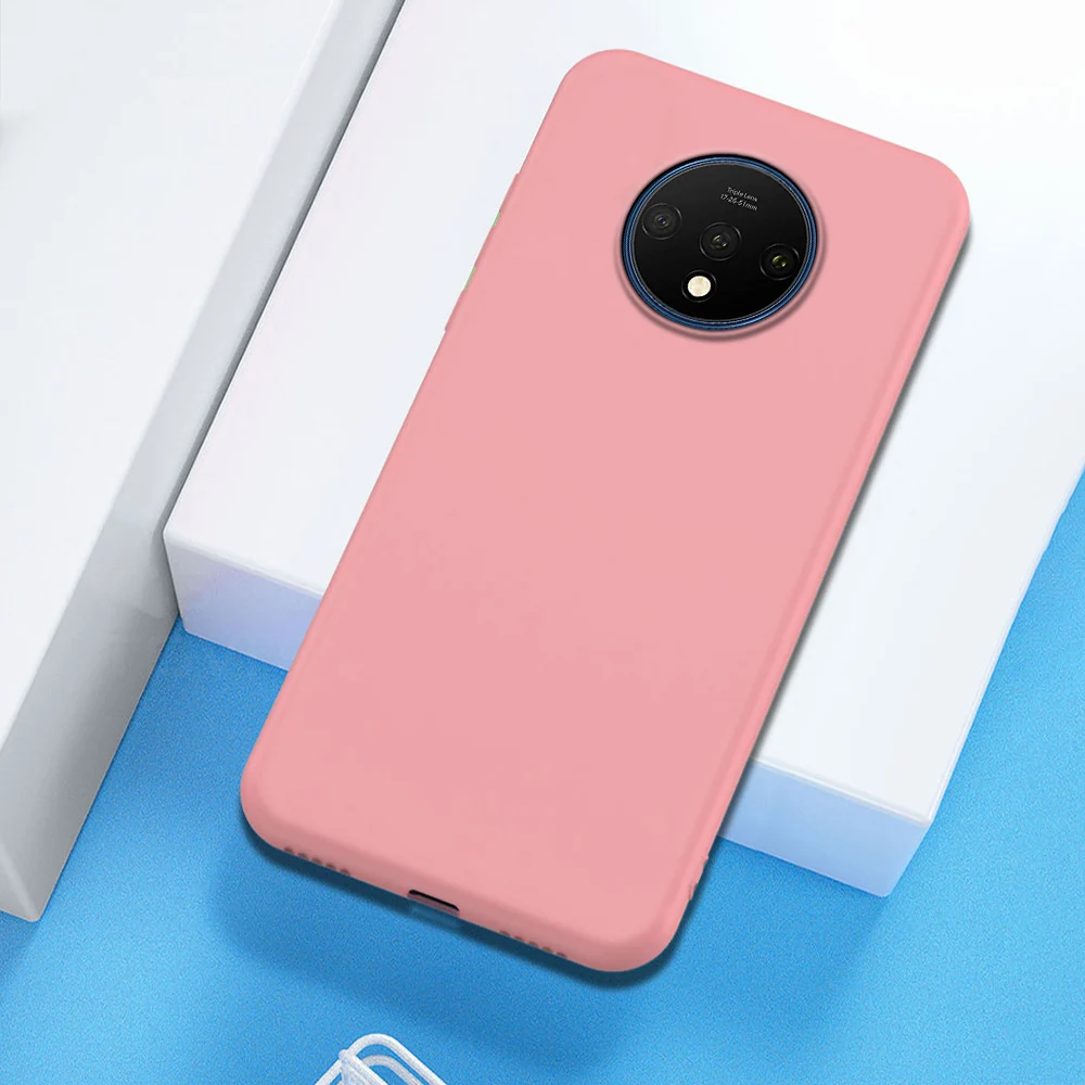 Для Oneplus 7T чехол-накладка для OnePlus 7 7T Pro мягкий жидкий силиконовый чехол one plus 7 7T полный защитный чехол - Цвет: Pink