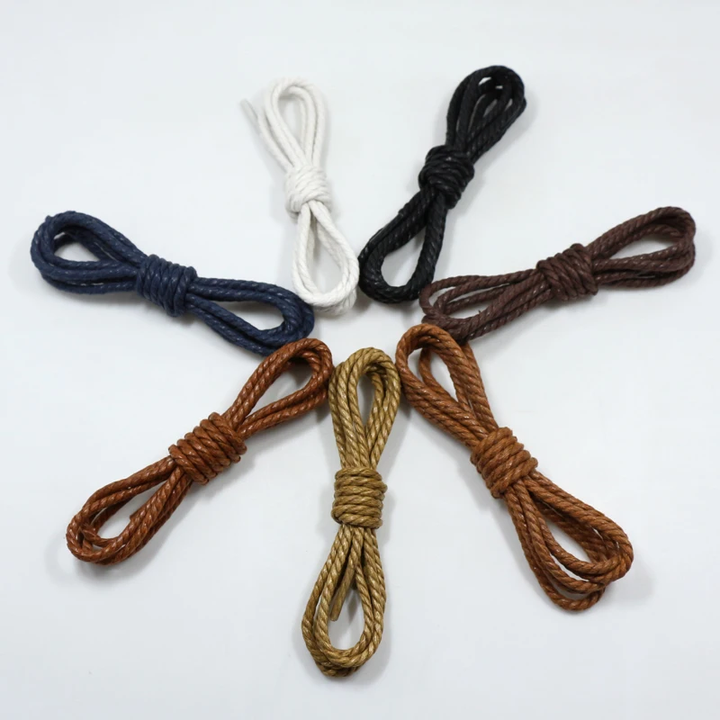 1Pair Shoelce Casual Leather Shoelaces Waxed Round shoe laces Shoestring Martin Boots Sport Shoes Cord Ropes 60/90/120/150CM P-4