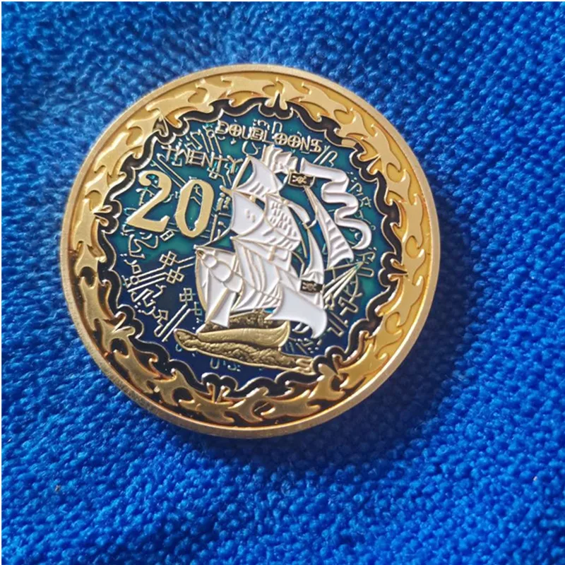 Пиратская монета позолоченная Посеребренная аксессуары из эмали