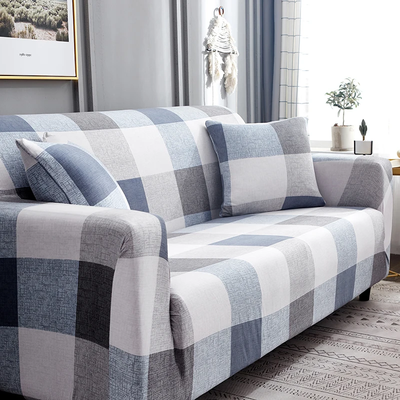 Растягивающиеся геометрические чехлы для диванов с принтом и эластичным