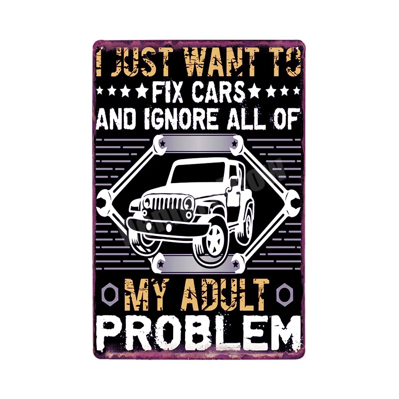 Fix Cars Plaque Shabby Chic Metal Tin Signs Classic Car Wall Art Poster Advertising Plates Bar Garage Vintage Home Decor MN117