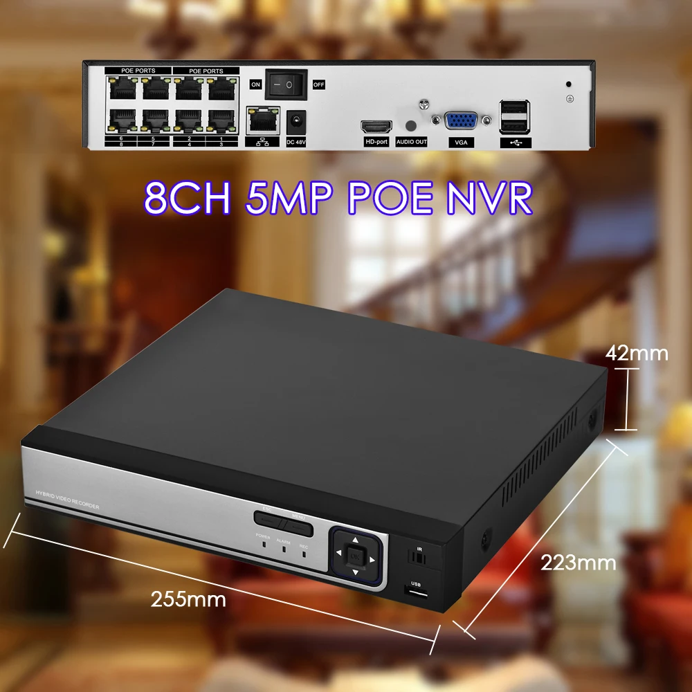 Gadinan H.265 8CH 5MP POE NVR комплект безопасности распознавание лица система видеонаблюдения Аудио AI 5MP IP камера Открытый P2P комплект видеонаблюдения