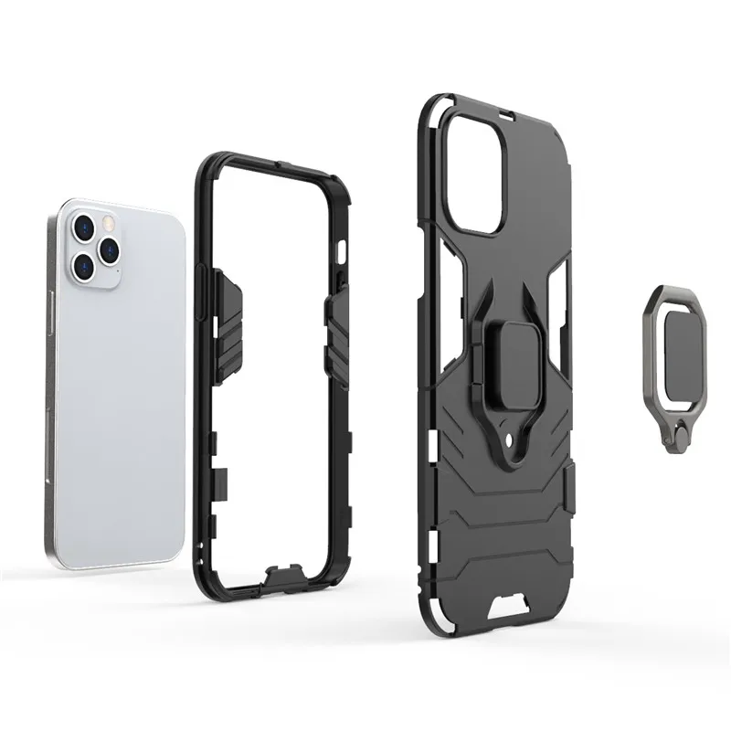 For iPhone 12 Pro Case For iPhone 11 XR XS X SE Case Shockproof Armor Silicone Cover Stand Holder Phone Bumper For iPhone 12 Pro