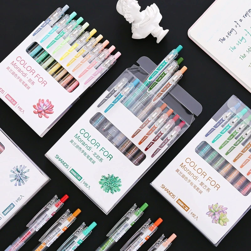

Kawaii 9-Color Suit Morandi Colorful Hand Account Refill Gel Pen Student Notebook Painting Graffiti Art Supplies Stationery