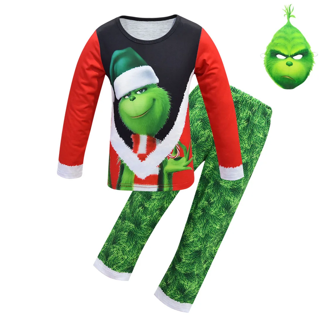 Рождественский пижамный комплект Grinch для мальчиков; Пижама для костюмированной вечеринки; Новинка; Рождественская Детская одежда для сна; комплект домашней одежды для костюмированной вечеринки; Рождественская детская одежда