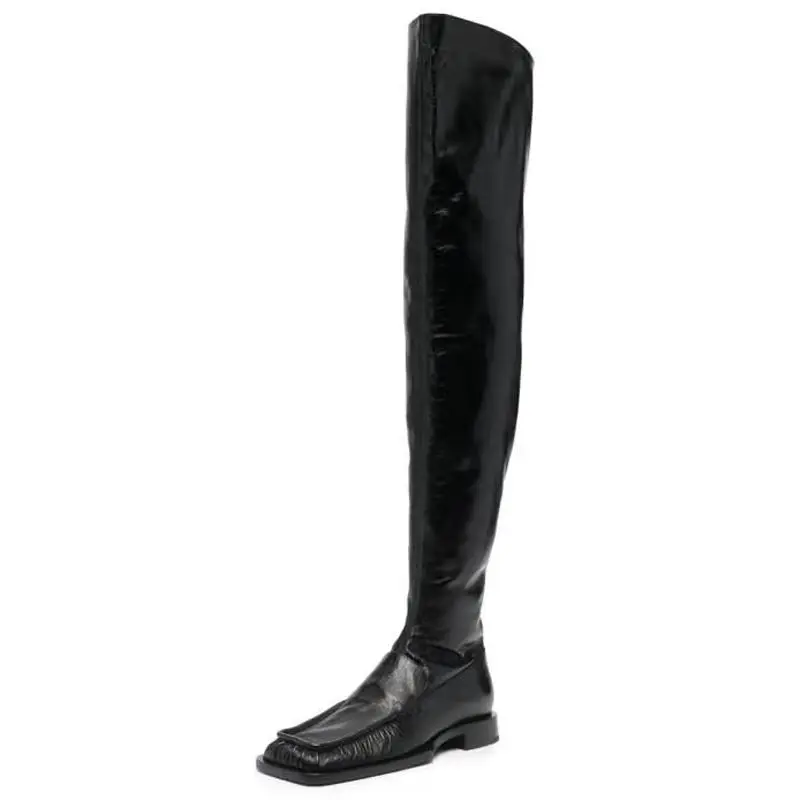2021 new golden stretch folds Lok Fu over the knee socks boots flat bottom was thin and large size fashion boots