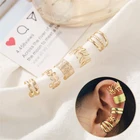 Богемные золотые серьги-клипсы для ушей, клипсы в форме листа для женщин, альпинистры, без пирсинга, простая искусственная хрящевая ткань