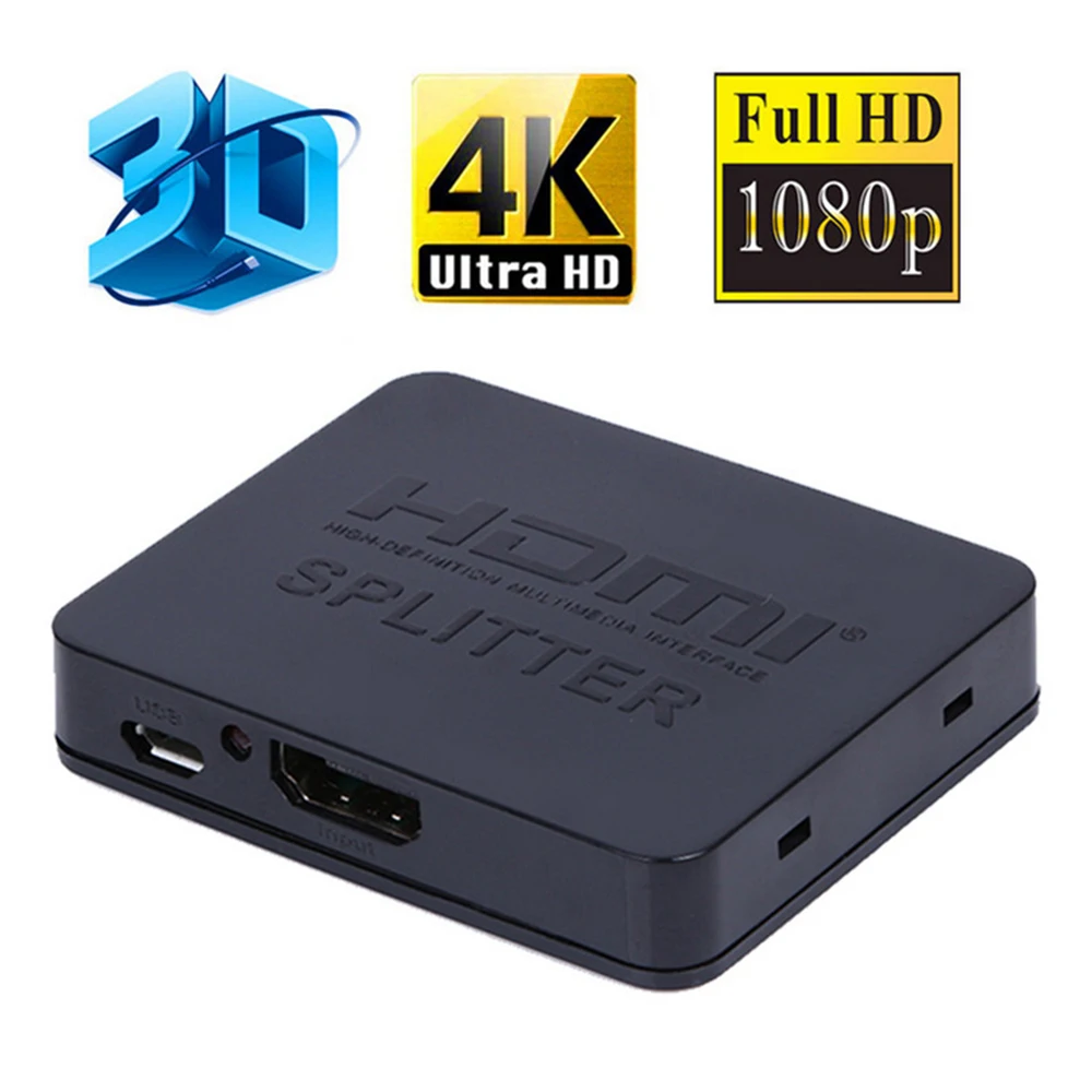 HDMI 1 в 2 Out 1080p 4K 1x2 HDCP 3D разветвитель сигнала питания аудио видео дистрибьютор для