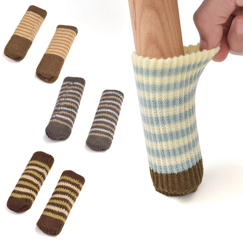 

4Pcs/Set Chair Leg Covers Elastic Knitted Table Foot Socks Floor Protection Anti-Slip Furniture Sleeve Pad Home Noise Reduction