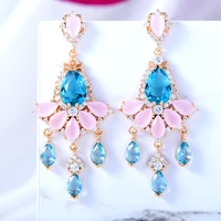 kellybola 2022 spring new trendy color matching water drop zirconia earrings womens party daily anniversary indian jewelry