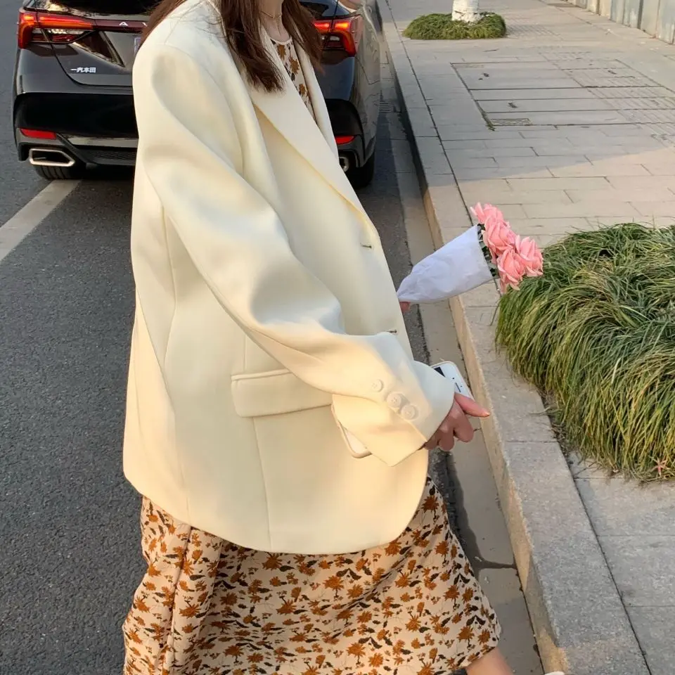 Блейзер Женский однотонный нежный однобортный повседневный Универсальный