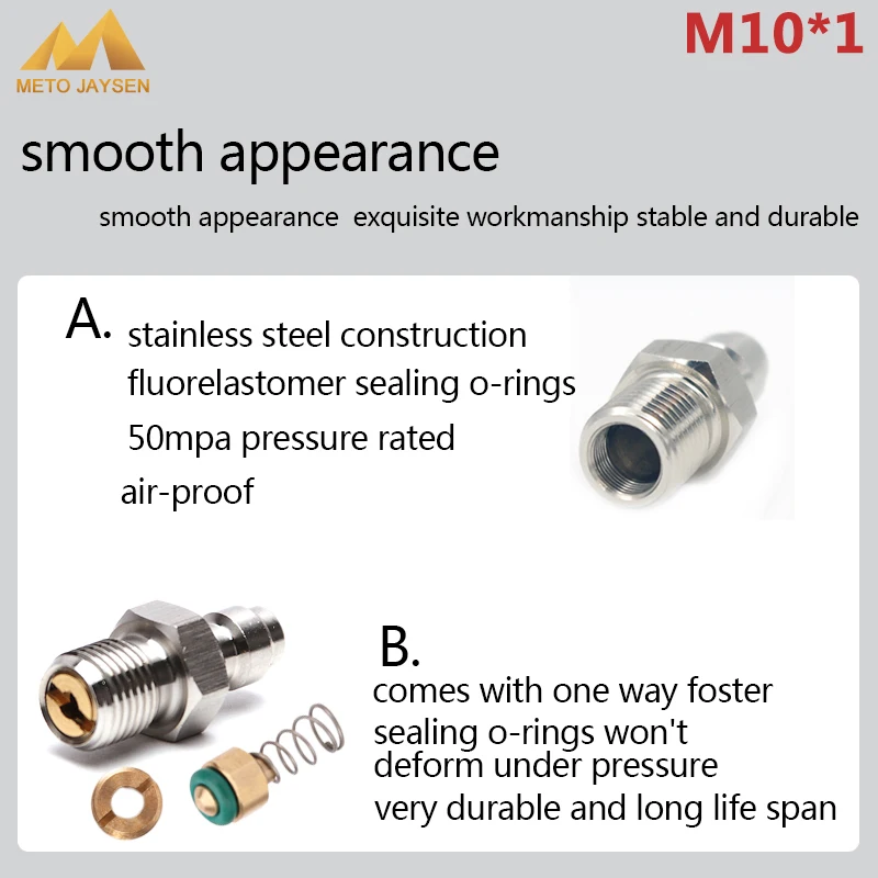 M10x1 Male Plug Adapter Fittings PCP Airforce Paintball Pneumatic Quick Coupler 8MM Stainless Steel 2pcs/set | Спорт и развлечения