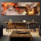 Скандинавский плакат Wangart с оранжевым и белым дымом, текстура, абстрактный холст, Настенная картина для гостиной, живопись, Настенная роспись, современная простая комната