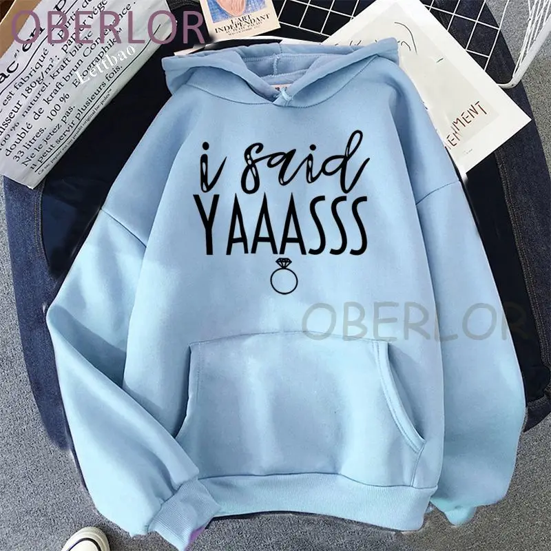 Женский Повседневный свитшот с надписью I Said Yaass и кольцом бриллиантами для