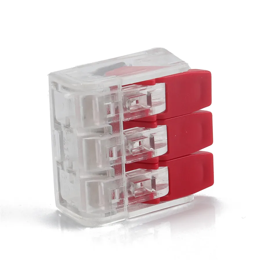 60pcs/lot 221-413 Wire Connector Compact Splicing Connector 3 holes red for car repair