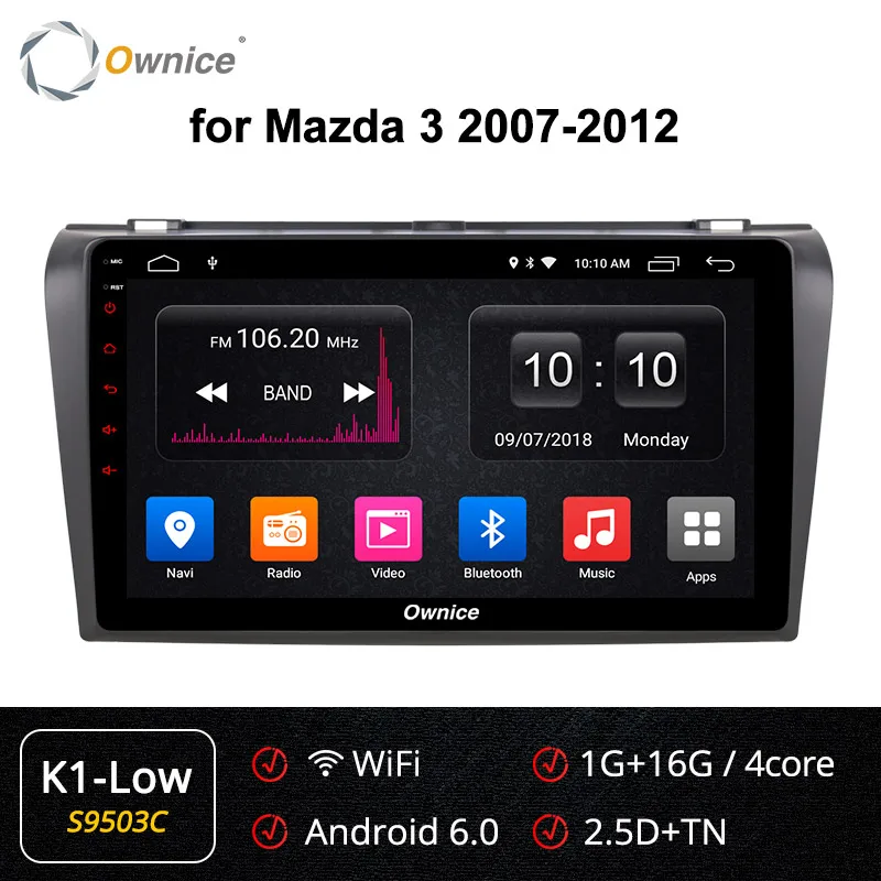 S9503 K1-Low Ownice k3 k5 k6 Автомобиль Радио Навигация DVD плеер для MAZDA 3 2007 2008 2009-2012 Android 9,0 Octa Core 4 аппарат не привязан к оператору сотовой связи 360 панорама DSP SPDIF - Цвет: S9503 K1-Low