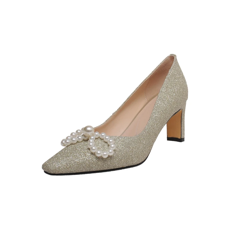 

Striking Sexy Stage Style Glitter Women Pumps Crystal Bowknot Decoration Lady Shoes Genuine Leather High Heels Party Prom Shoes