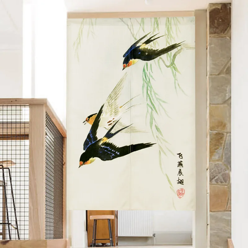 Китайская дверная занавеска с цветами и птицами для дома спальни кухни