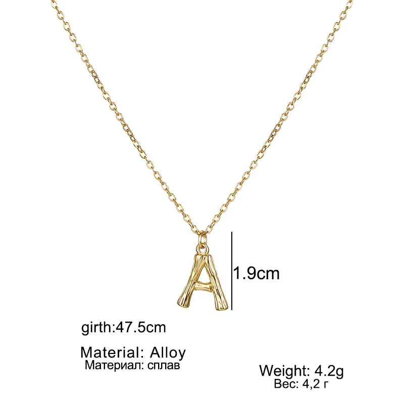 

EN Hot Sale Women Gold Alloy 26 Letters Alphabet A-Z Minimalist Initial Pendant Necklace Fashion Twist Chain Neck Jewelry