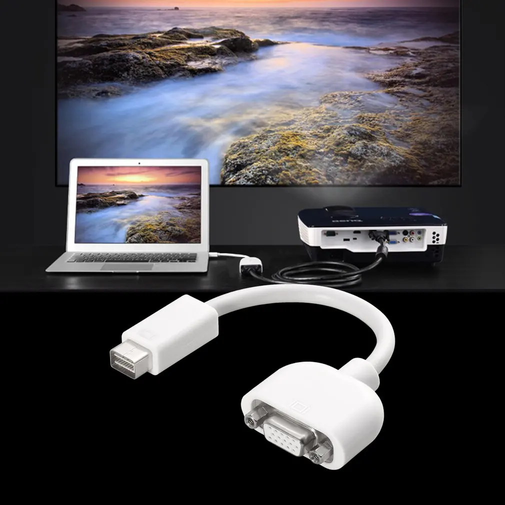 Адаптер Mini DVI VGA Кабель адаптер для Apple MacBook белый мультимедийных
