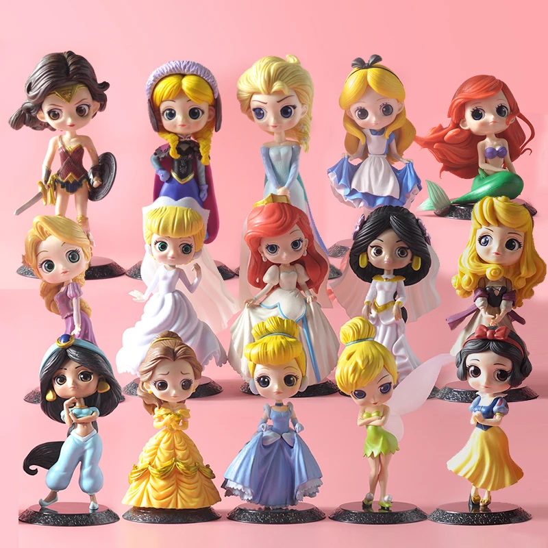 

Disney Princess Dolls Anime Figurine Frozen Wedding Cinderella Alice Belle Elsa Anna Mermaid Snow White Action Figure Girl Gift