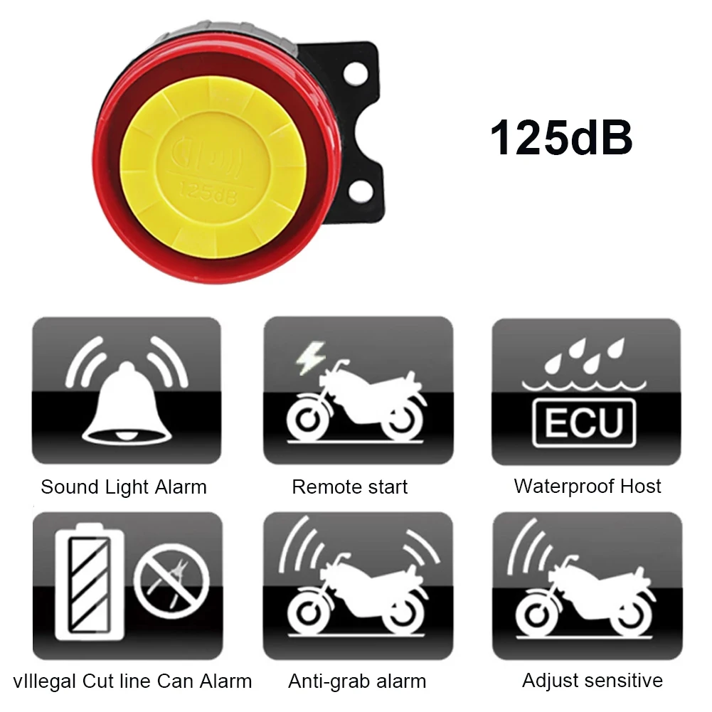 12V Universal Motorcycle Alarm System 125dB Anti-theft Security with Remote Control Engine Start for Scooter ATV Moto | Автомобили и