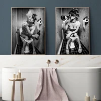girl drinking bar poster fashion sexy woman canvas painting black white art print modern wall picture for living room home decor